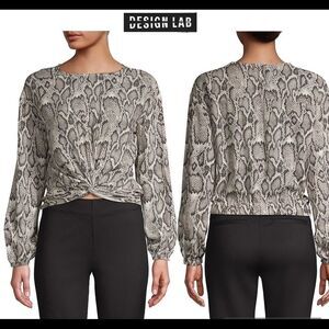 NWOT design Lab Snakeskin-Print Knot Front Top